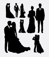 Sticker - Wedding, male and female in love silhouettes. Good use for symbol, logo, web icon, mascot, or any design you want.