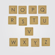 ABC on wooden blocks vector set.  Alphabet. Wooden scrabble game. Part two.