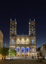 Notre-Dame Basilica In Montreal At Night