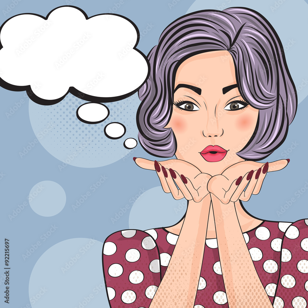 Pop Art illustration of girl with the speech bubble Stock Vector ...