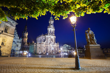 Wall Mural - Street light and Theaterplatz square in Dresden 