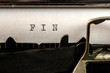 FIN text written by old typewriter