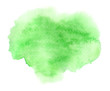Colorful green watercolor stain with aquarelle paint wet blotch 