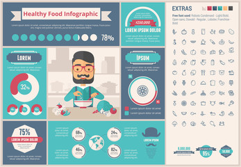 Canvas Print - Healthy Food flat design Infographic Template