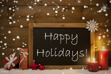 Wall Mural - Christmas Card, Blackboard, Snowflakes, Candle, Happy Holidays