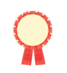 Blank red award winning ribbon rosette isolated on White Backgro