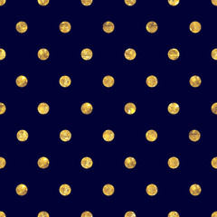 Wall Mural - Seamless polka dot golden pattern.