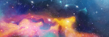Color Space Backround Banner With Star, Nebula Und Galaxies