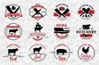 Butchery Logos, Labels, and Design Elements. Farm Animals Silhouettes and Icons