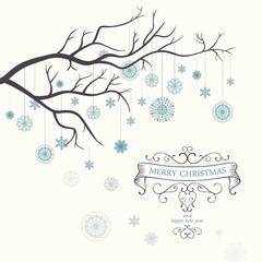 Vector Illustration of a Decorative Christmas Design with Snowflakes