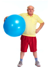 Sticker - Elderly man with exercise ball.