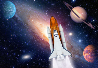 Wall Mural - outer space travel shuttle rocket launch spaceship spacecraft planet. elements of this image furnish