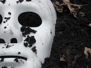 Canvas Print - Scary Halloween mask on the ground