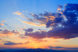 Sky with clouds at sunset natural background