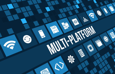 Multi Platform concept image with technology icons and copyspace