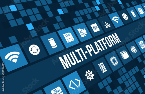 Fotografie, Tablou  Multi Platform concept image with technology icons and copyspace