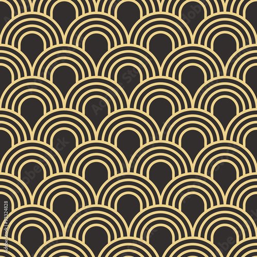 Seamless antique palette simple art deco wave scales pattern