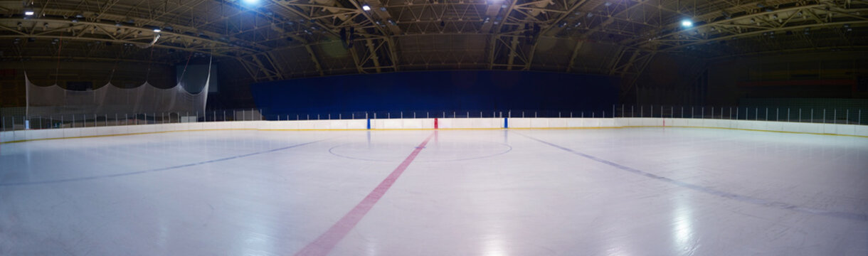 empty ice rink, hockey arena