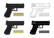 9 Mm Pistol And Bullets