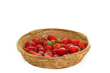 Strawberry basket on white background