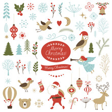 Big Set Of Christmas Graphic Elements, Collection Design Elements, Vector Images