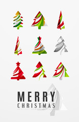 Set of abstract Christmas Tree Icons, business logo concepts