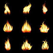 Set Of Vector Realistic Fire