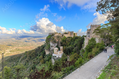 Fotografie, Obraz Mountain Fortress and Village of Erice on Sicily, Italy