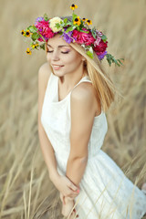 Wall Mural - beautiful woman in flowers