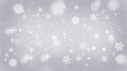 Wall Mural - silver snowflakes and stars abstract background