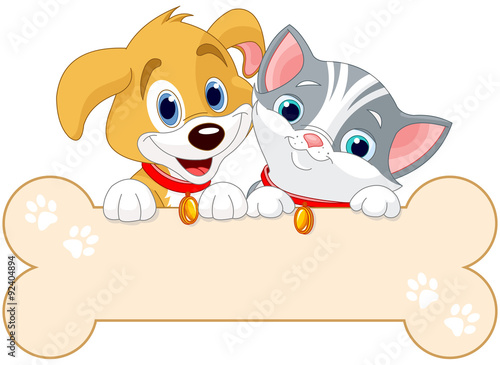 Obraz w ramie Cat and Dog Sign