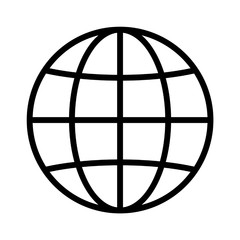 international globe line art icon for apps and websites