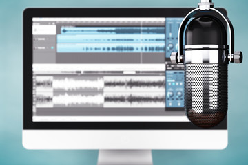 Poster - Music Recording Studio Concept. Condencer Microphone