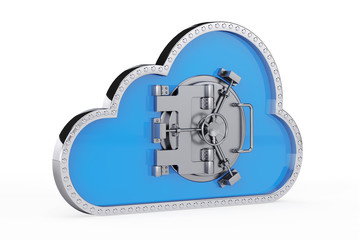 Aufkleber - Internet Security Concept. 3d Cloud with Safe Door