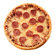 © exclusive-design - Homemade pizza topped with mozarella and salami