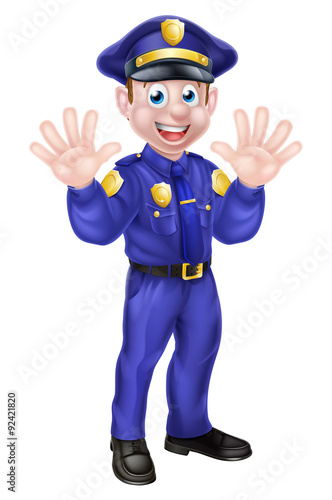 Cartoon Policeman Waving