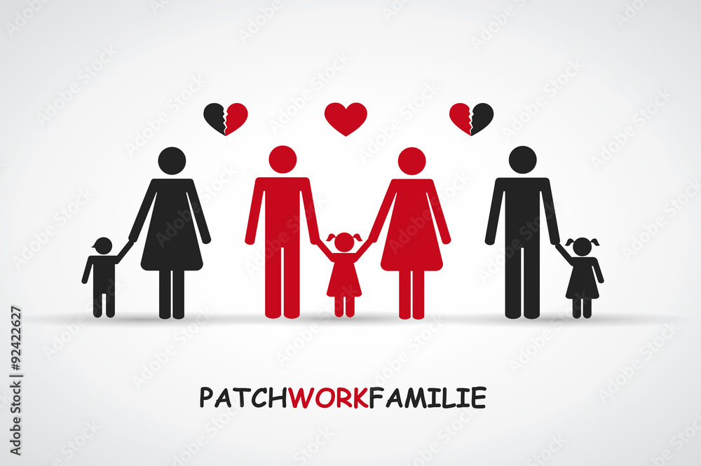 Patchworkfamilie drei Kinder Stock Vector | Adobe Stock