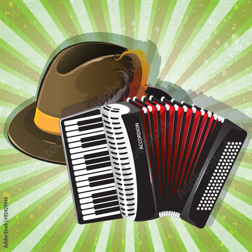 Plakaty akordeon  niemiecki-kapelusz-i-akordeon
