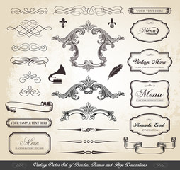 Wall Mural - Vintage Vector Set of Borders Frames and Page Decorations