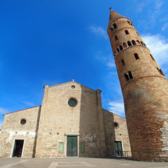 Caorle, Italy: the chatedral, famous for its bell tower.