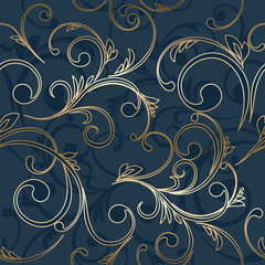 Abstract vintage seamless damask pattern