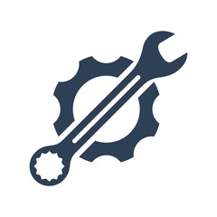 Wrench and gear icon, logotype