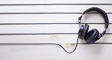 Art Music Studio Background With Dj  Headphones