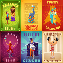 Circus 6 Flat Banners Composition Poster
