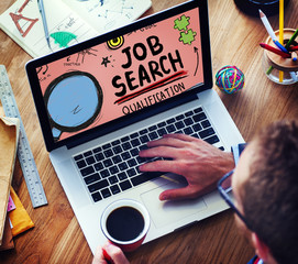 Wall Mural - Job Search Qualification Resume Recruitment Hiring Application C
