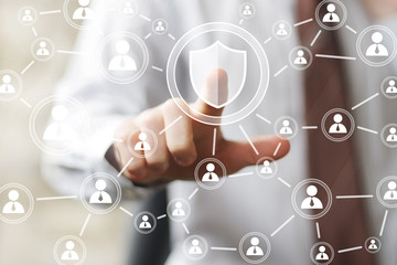 button shield security virus icon web online business
