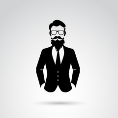 Wall Mural - Retro, vintage, hipster gentleman. Vector icon.