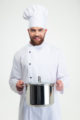 Sticker - Portrait of a male chef cook holding pan