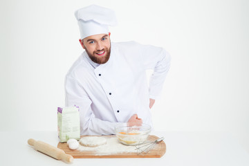 Sticker - Portrait of a happy male chef cook baking