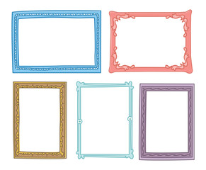 Poster - colorful vintage photo frame in doodle style